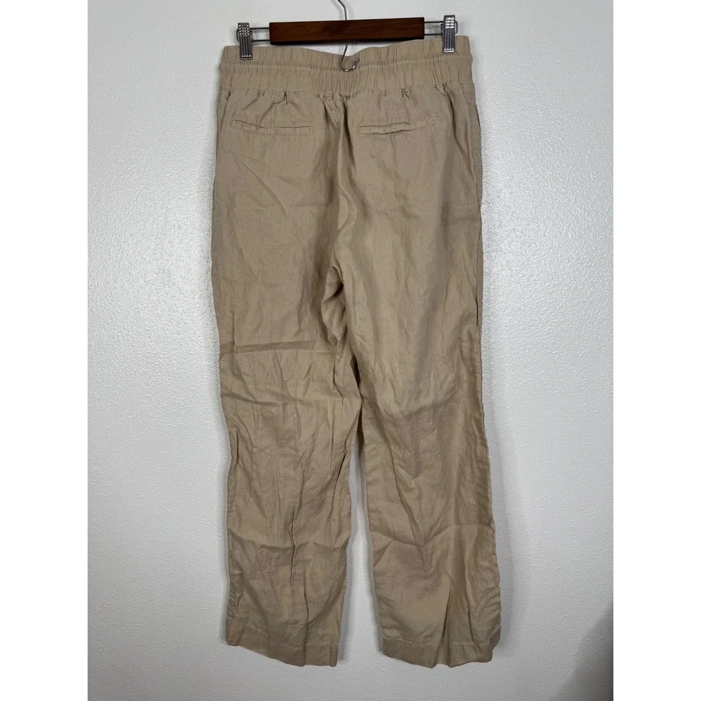 Quince 100% European Linen Wide Leg Pants Driftwood Tan Womens Medium JDA01